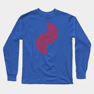 Groovy Waves - Bright Red on Dark Blue Long Sleeve T-Shirt